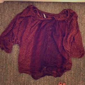 Maroon Free People Peasant Blouse